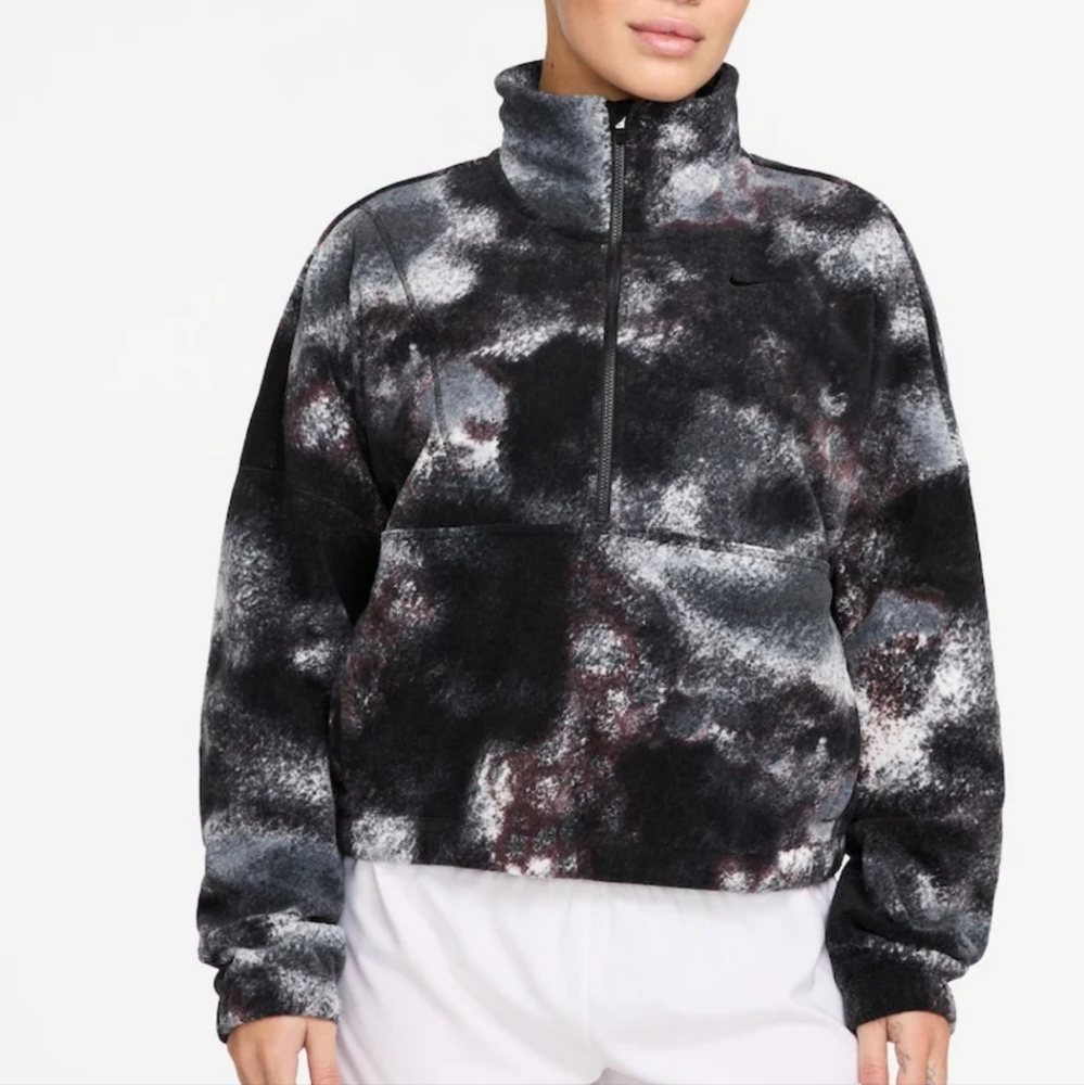 Nike Black and Gray Tie-Dye Teddy Jacket
